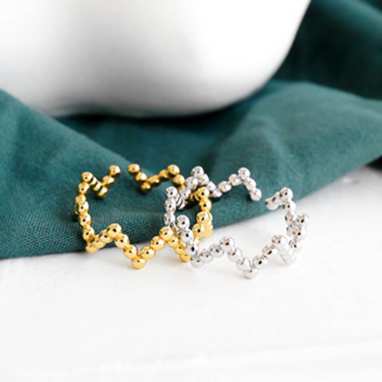 creative small ball wave ring simple geometric smooth bead open copper ring