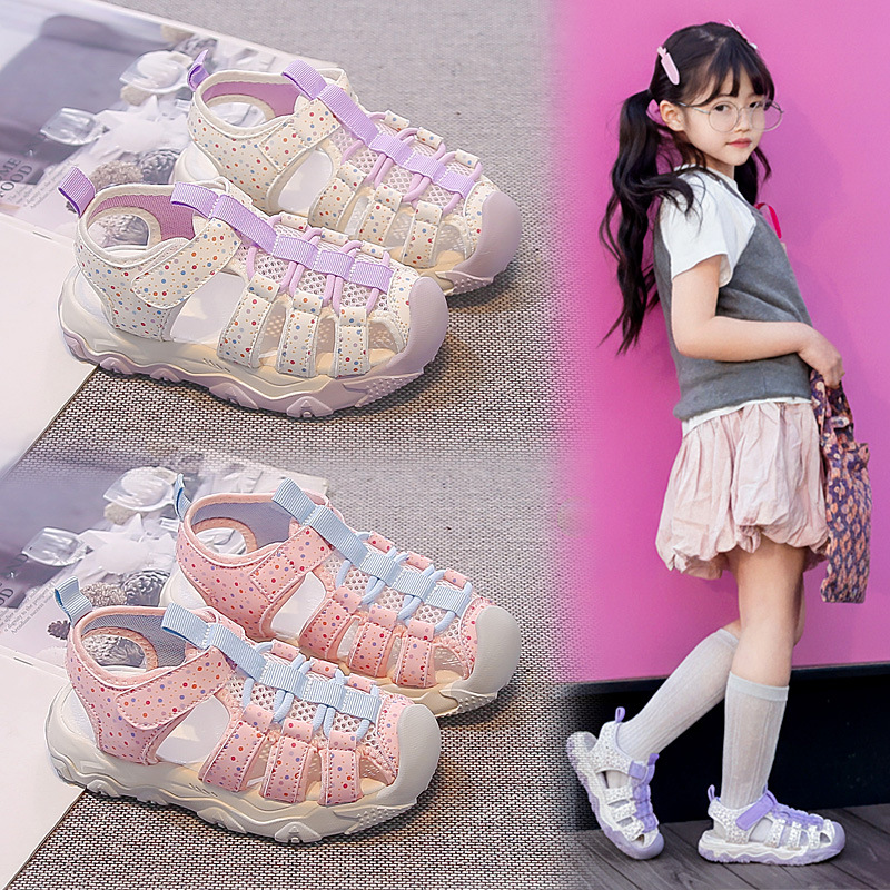 Niñas sandalias de verano 2026 nuevos zapatos de moda para niños, zapatos casuales ondulados, zapatos de deporte transpirables