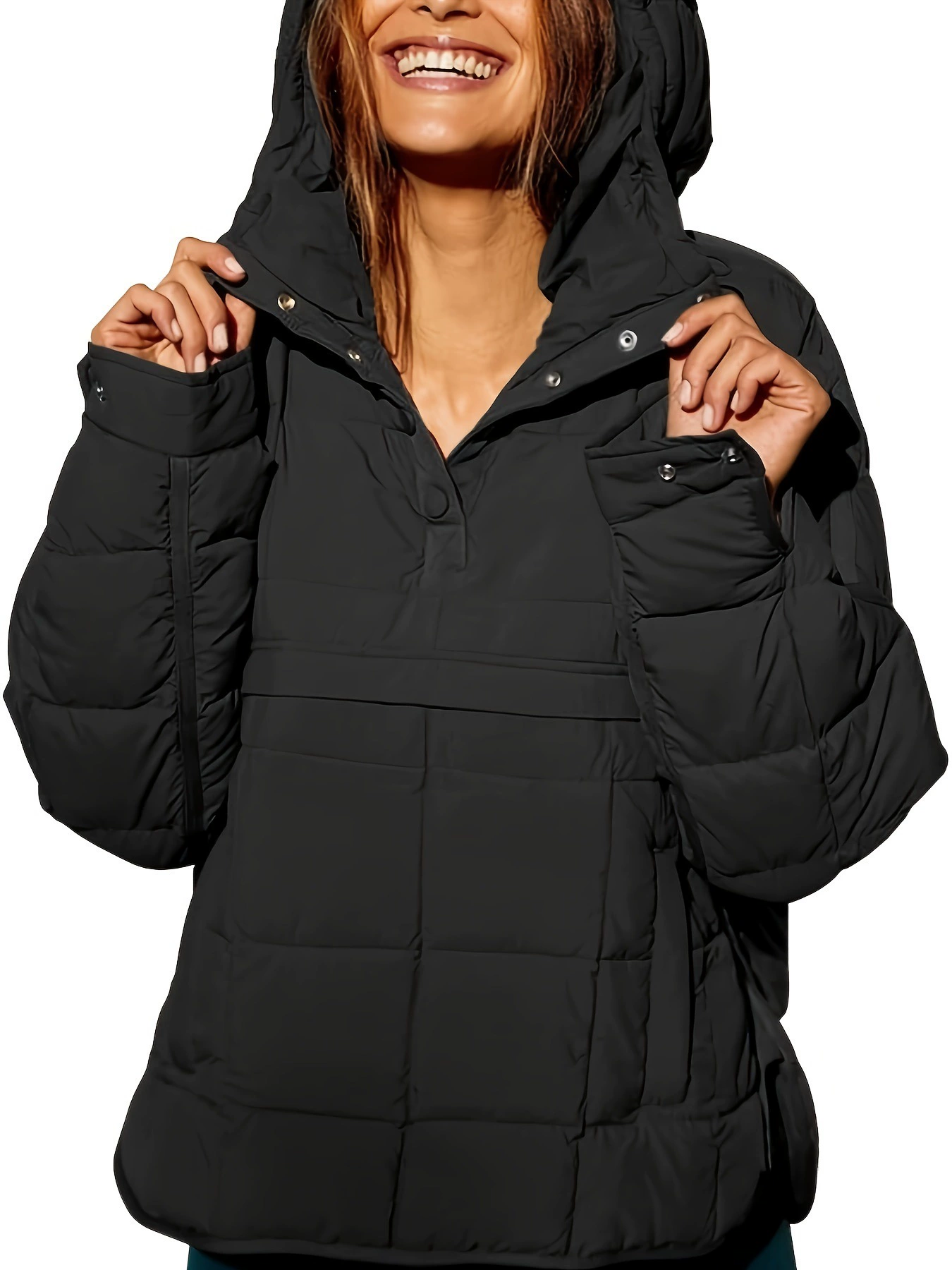Women's Oversized Down Jacket Quilted Hoodie Extended