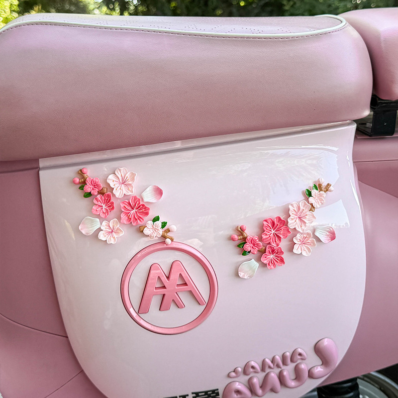 Peach Blossom Car Stickers, Electric Car Car Decoration, 3D Flower Accessories, Battery Car Tricycle Modification Accessories