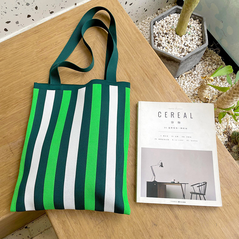Estilo coreano nicho de diseño de color de contraste de rayas de punto bolso de hombro simple todo partido de gran capacidad bolsa de compras bolso de las mujeres