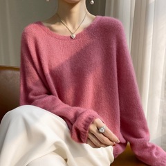 春秋新作 一流ブランド既製服 75%カシミヤ 25%桑蚕糸 ニットセーター 薄手 ゆったり ラフスタイル 丸首トップス