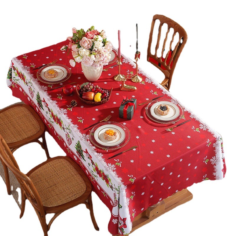 Mantel navideño impermeable de poliéster 2022, diseño moderno rectangular para comedor o sala de estar, venta al por mayor