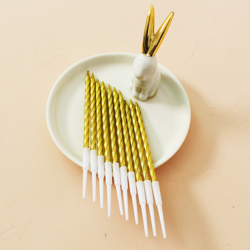 Cross-border ins gold paint 10 pcs thread children's party with base cake bakery shop decoration smokeless birthday candles