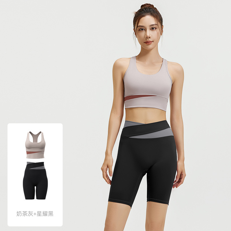 聚衣堂色合わせレジャースポーツスーツ通気性フィットネススーツ高弾裸感ヨガスーツ女性|undefined