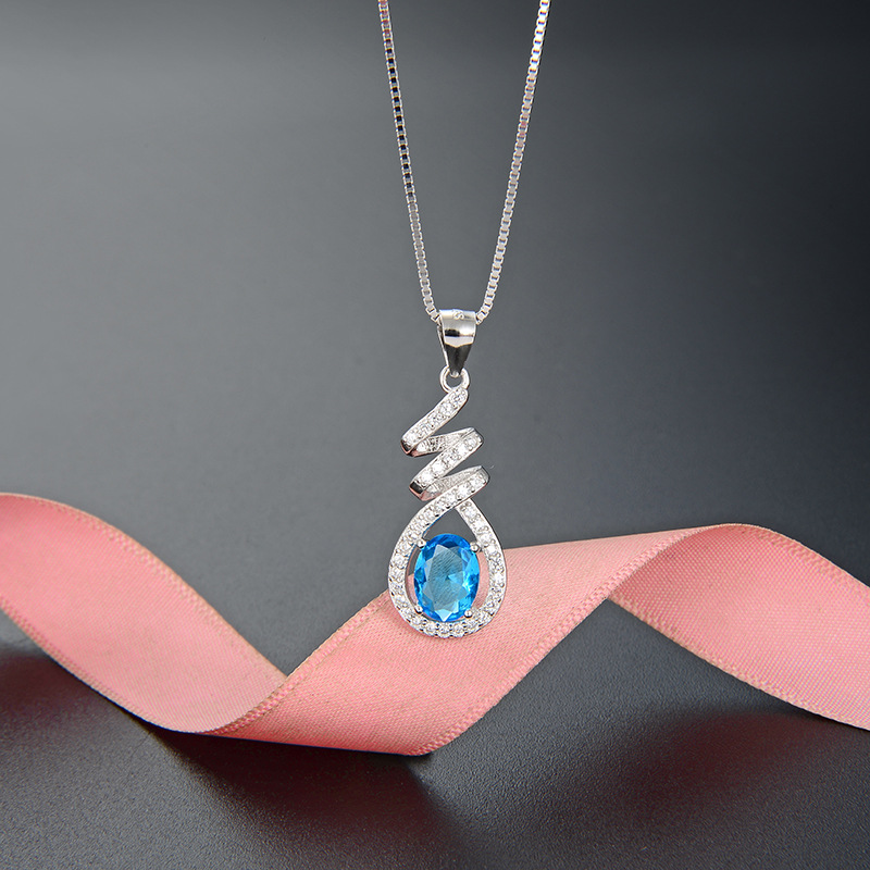 Simple en forma de gota accesorios collar de las mujeres elegante cristal colgante de la joyería estilo japonés y coreano s925 plata ZIRCON colgante