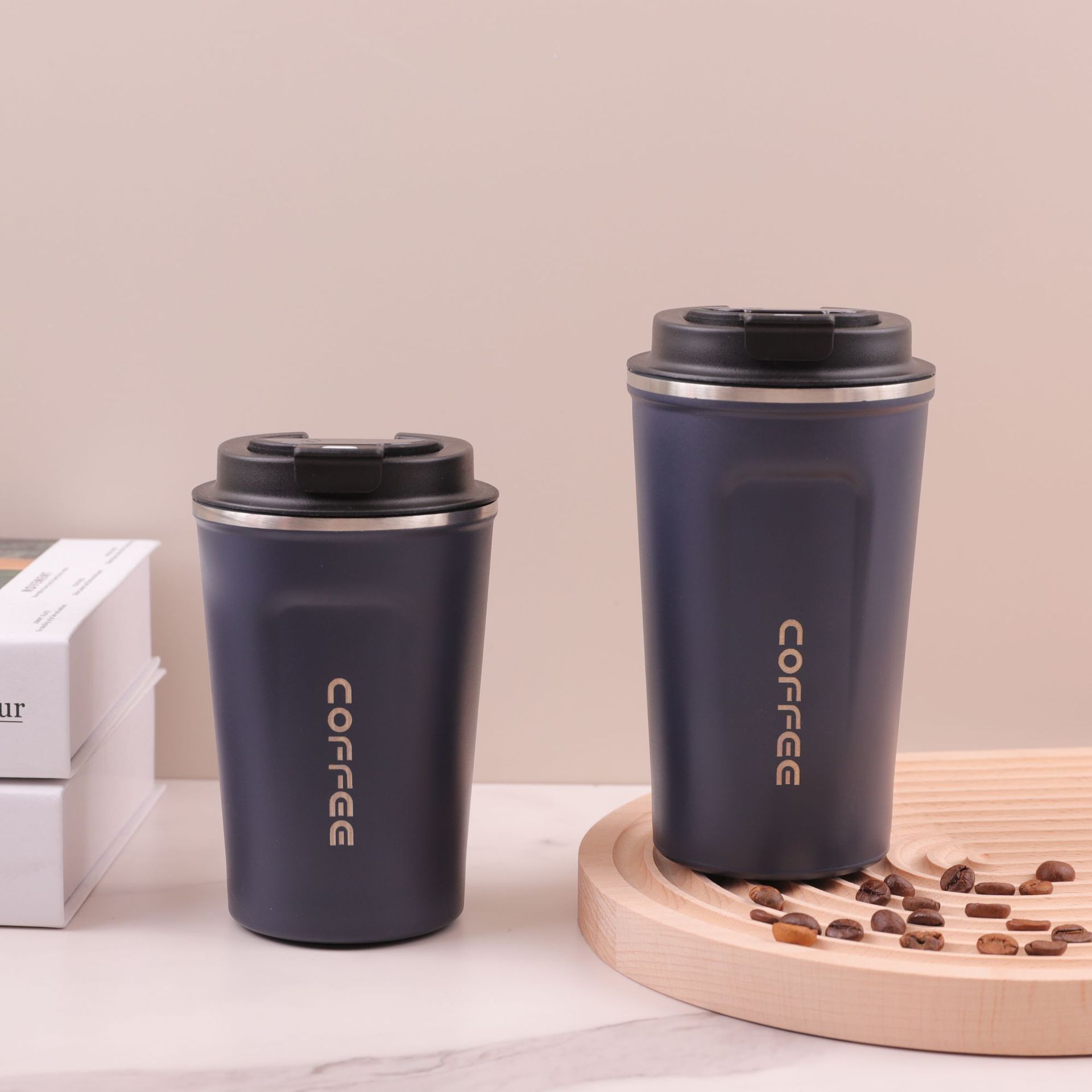 Comercio exterior transfronterizo 304 acero inoxidable temperatura inteligente taza de café de aislamiento térmico taza de agua portátil al aire libre taza de té de doble bebida