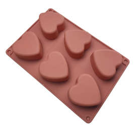 跨境专供 6连爱心慕斯模具DIY法式甜点模烘焙工具硅胶蛋糕模皂模