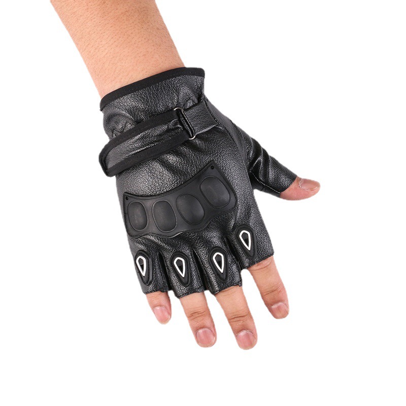 Deportes ciclismo medio dedo guantes nuevos hombres y mujeres moda transpirable bicicleta táctica al aire libre fitness pu guantes de cuero