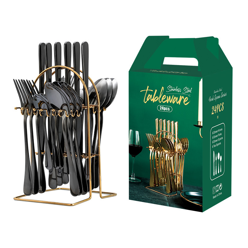 검정 식기 (골드 랙)