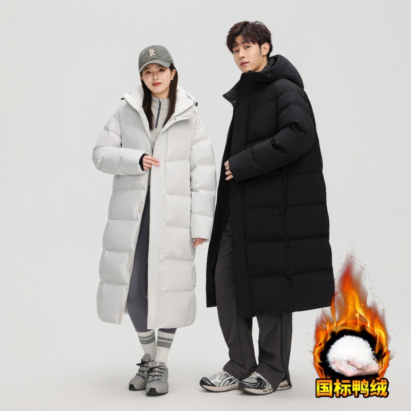 Nuevo otoño y invierno pareja transfronteriza hombre y mujer super largo hasta el tobillo chaqueta de pluma para hombres y mujeres suelta abrigo cálido casual