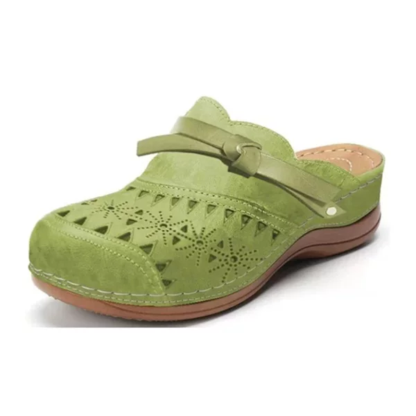 2021 Large Size Women's Shoes Bow Hollow Toe Flat Sandals Comfortable Floral Women's Slippers