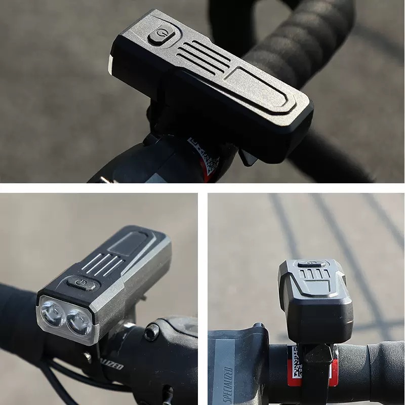 Nuevo faro de bicicleta de doble cabeza Tipo-C interfaz de carga rápida Luz nocturna Luz de carretera de montaña Equipo de viaje