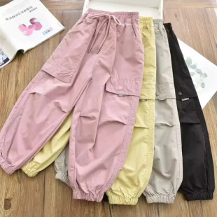 Trendy and Fashionable Thin Dopamine Jogger Sweatpants for Older Children, Unisex Casual Long Pants for Summer