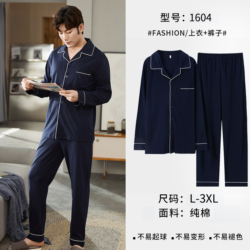 Nuevos pijamas de algodón para hombres primavera y otoño de algodón de manga larga más tamaño Otoño e Invierno cardigan de mediana edad y ancianos Xinjiang algodón traje de uso doméstico