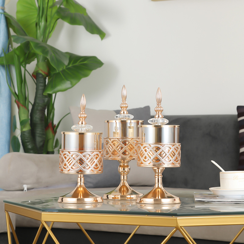 Decoración de estilo europeo mesa de comedor de vidrio occidental cena romántica a la luz de las velas de tres piezas conjunto de decoración de la boda accesorios decorativos candelabro