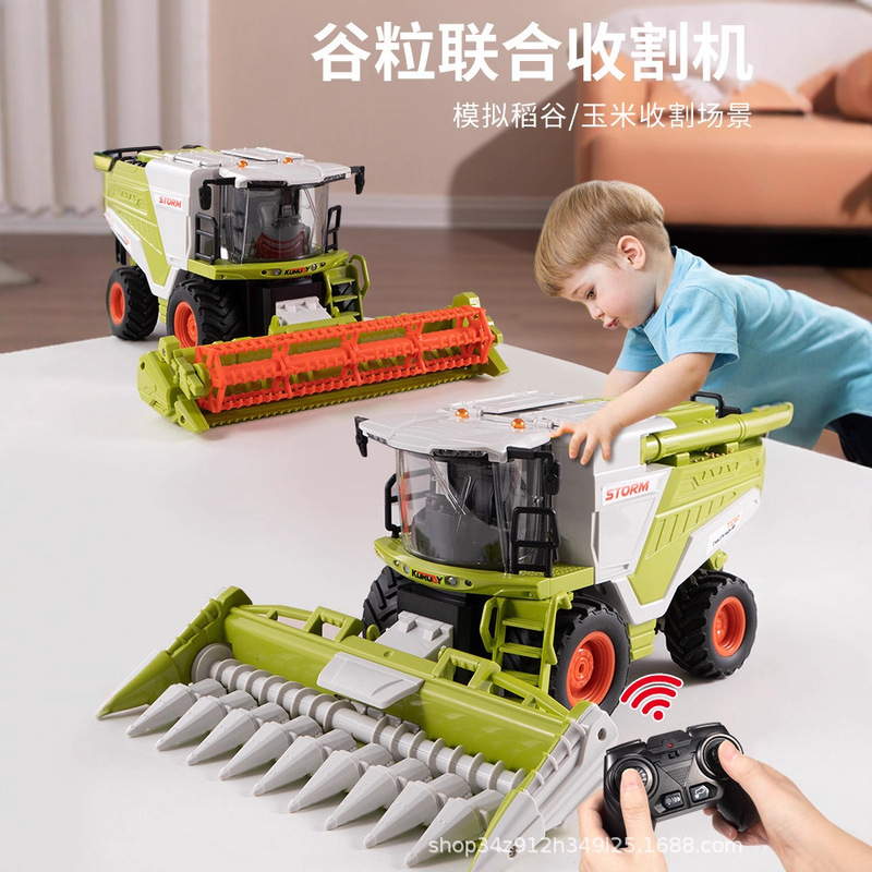 Cross-Border Remote Control Corn Loading Harvester Simulation Spray Tractor Children's Charging Engineering Vehicle Boy Toy