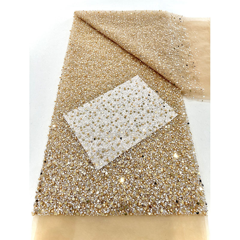 Ventas transfronterizas de tela de perlas de sequilla de moda de ropa de moda de vestido de noche de boda de perlas de tela bordada de tubo