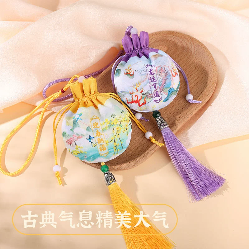 Пакетик для фестиваля лодок-драконов, подвеска с кисточкой в ​​древнем стиле, автомобильные аксессуары, пакетик с вышивкой, пакетик с полынью, пустой пакетик с листьями полыни