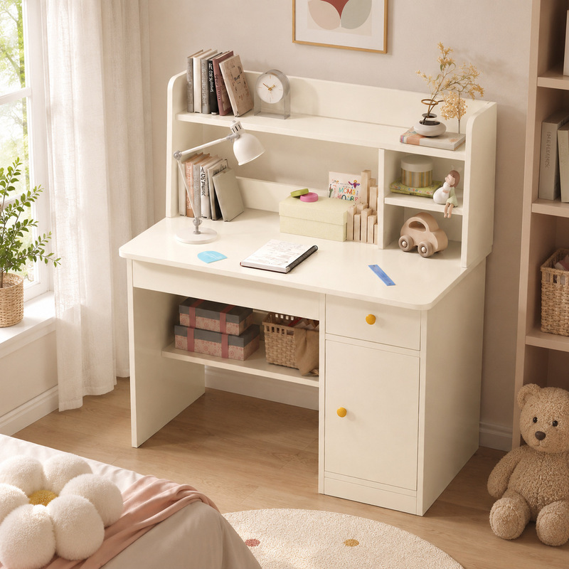 Bedroom Study Table, Home Writing Desk with Bookshelf Storage, Computer Desk, Small Apartment Student Desk Wholesale