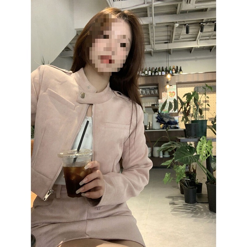 显白珍珠粉纯欲气质套装女短外套春装新款美式辣妹半裙显瘦套装|undefined