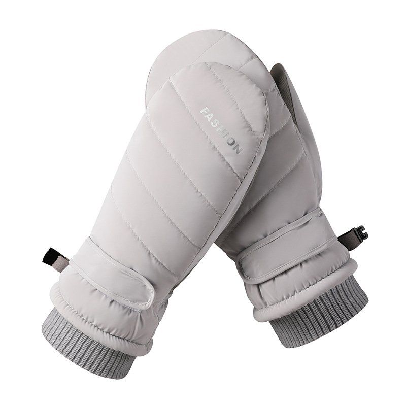 Guantes de esquí de las mujeres de invierno cálido forro de lana gruesa impermeable al aire libre equitación coche eléctrico a prueba de frío Dedo de conexión