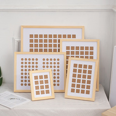 百壽圖多49宮格實木相框DIY創意手寫祝福喜圖畫框掛牆 美甲展示架