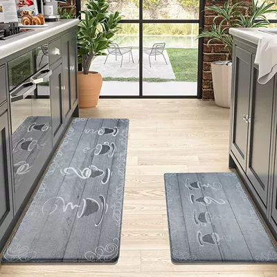 kitchen floor mat two-piece set | Avtomobil döşəmə paspasları - 26720ymxcft-7-4060cmcrystal-velvet-with-dot-plastic-backing