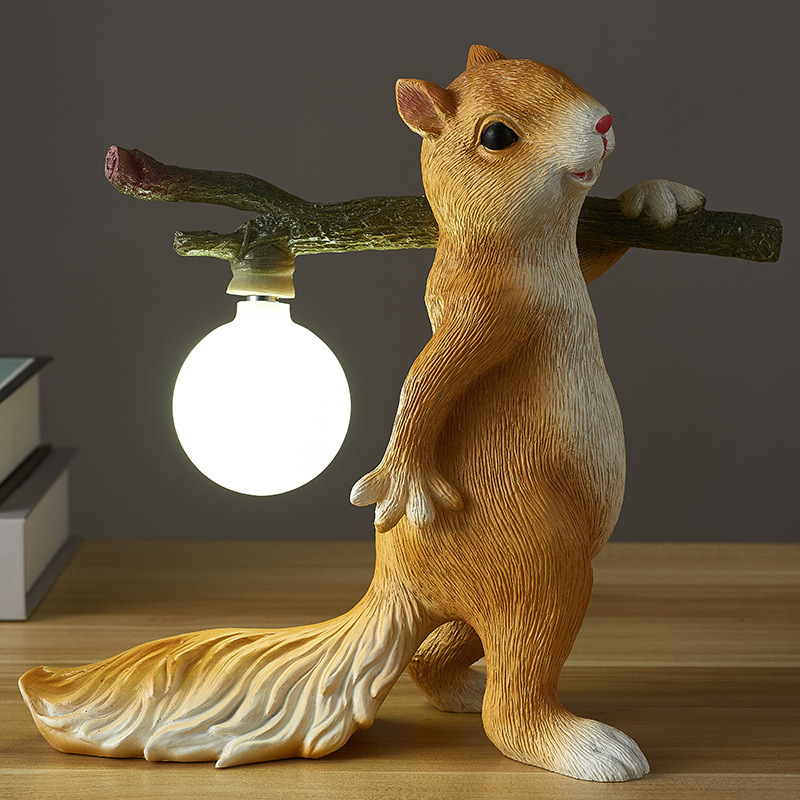 Bedroom Bedside Lamp Nordic Creative Designer Cyber Celebrity Cartoon Animal Squirrel Table Lamp Children's Gift Light Luxury Ornaments
