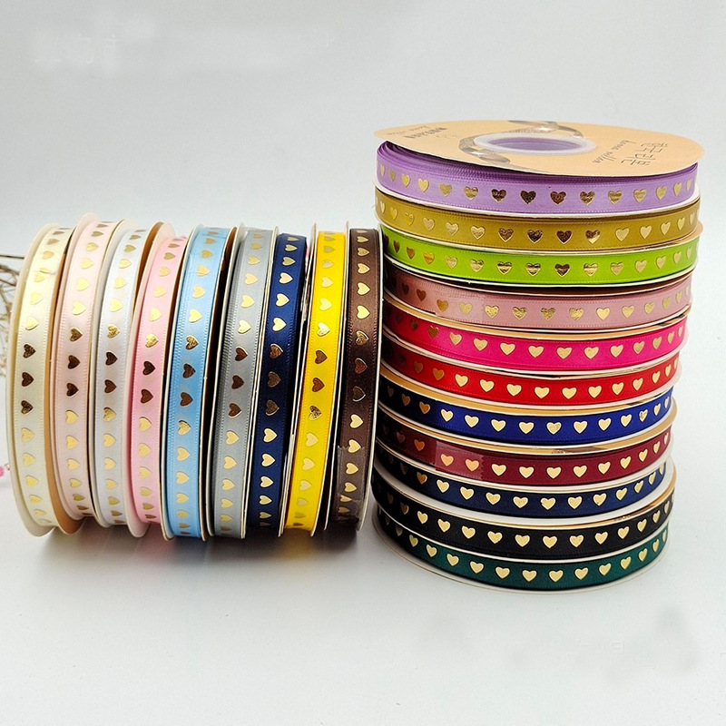 1cm en forma de corazón Cinta de Oro bandeja de barra cinta hecha a mano flor cinta de regalo caja de embalaje al por mayor especial