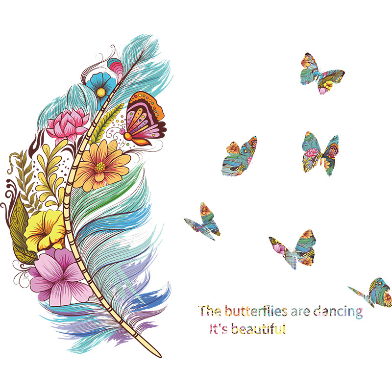 neue Cartoon Farbe Feder Schmetterling Kinder Wandaufkleberpicture7
