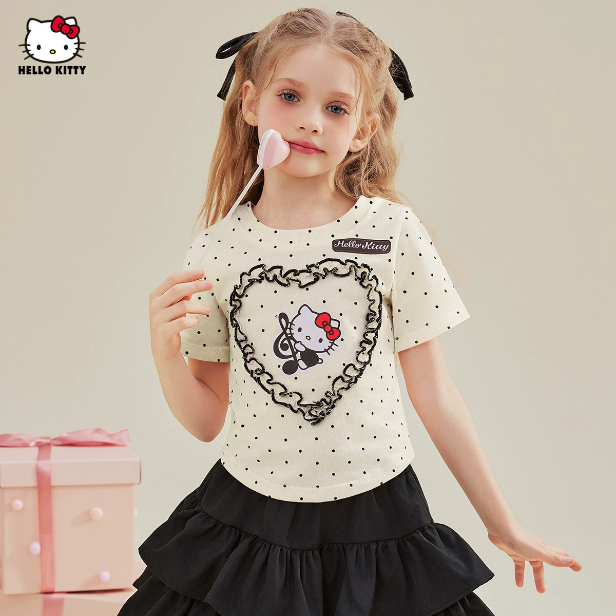 Футболка с короткими рукавами Hello Kitty, летняя, для подростков