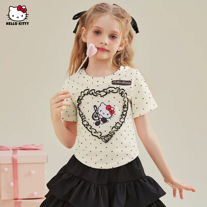 Футболка с короткими рукавами Hello Kitty, летняя, для подростков