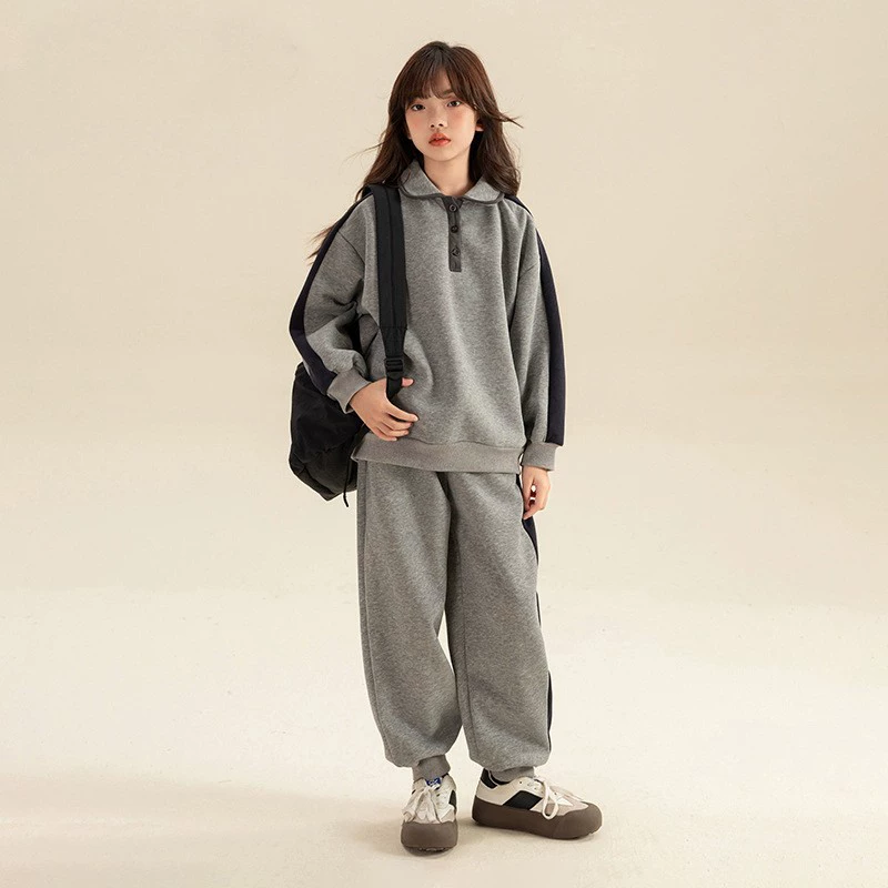 Autumn set, sweatshirt, trousers, oversize
