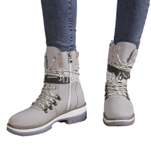 Autumn/Winter European Women's Style Belt Boot with Lining, Knitted Wool Mouth Short Boots