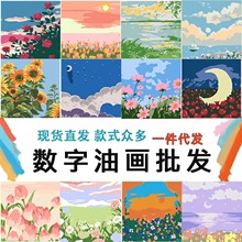 数字油画DIY手工治愈手绘批发摆摊风景宫崎骏填色高颜值装饰画