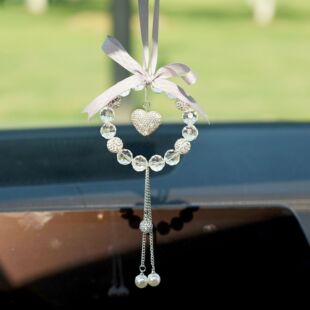 Crystal love car interior car pendant with rhinestone rearview mirror pendant five-pointed star peach heart cross diy