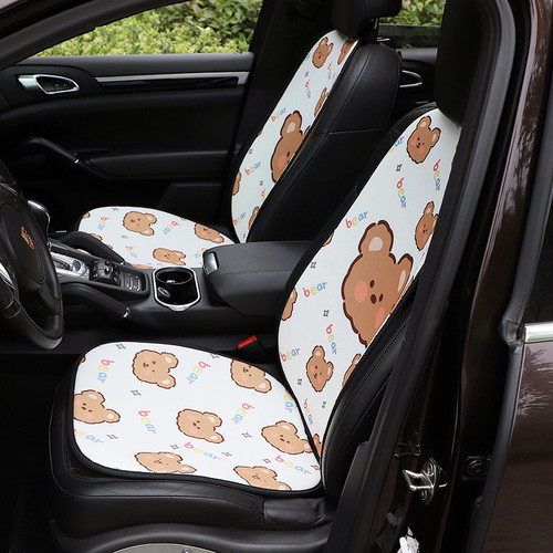 Car Seat Cushion Cartoon Bear Ice Silk Car Seat Cushion Summer General Breathable Ventilated Car Interior Seat Cushion