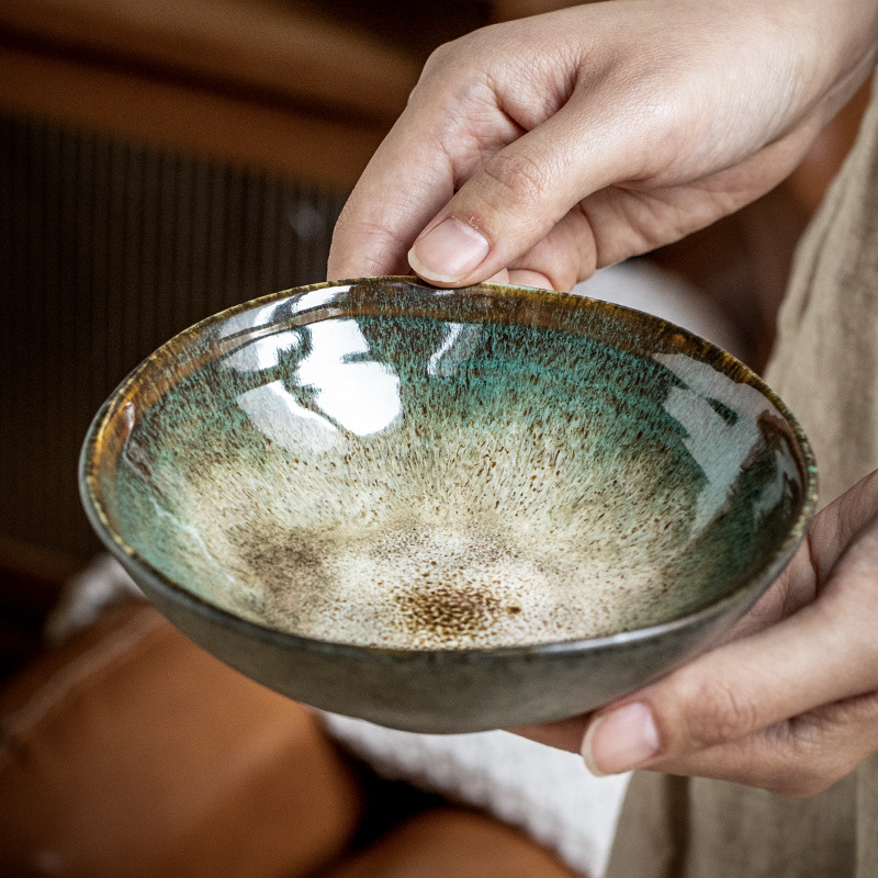 6 pulgadas horno de pavo con estampado de pavo gigante, tazón de ensalada irregular, tazón de cerámica retro exportación comercial transfronteriza