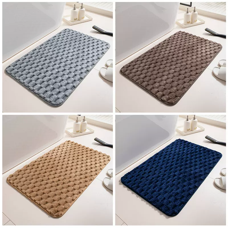 跨境长方形浴室吸水耐脏防滑脚垫入户洗手间地垫龟背绒地毯垫子
