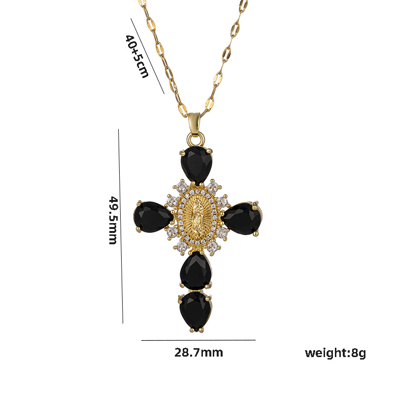 PVD Coated Gold Plating Process Real Gold Plated Plating Material Copper Pendant Material PVD Coated Real Gold Plated Cross Stainless Steel Elegant Waterproof Non Tarnish Pendant Necklace