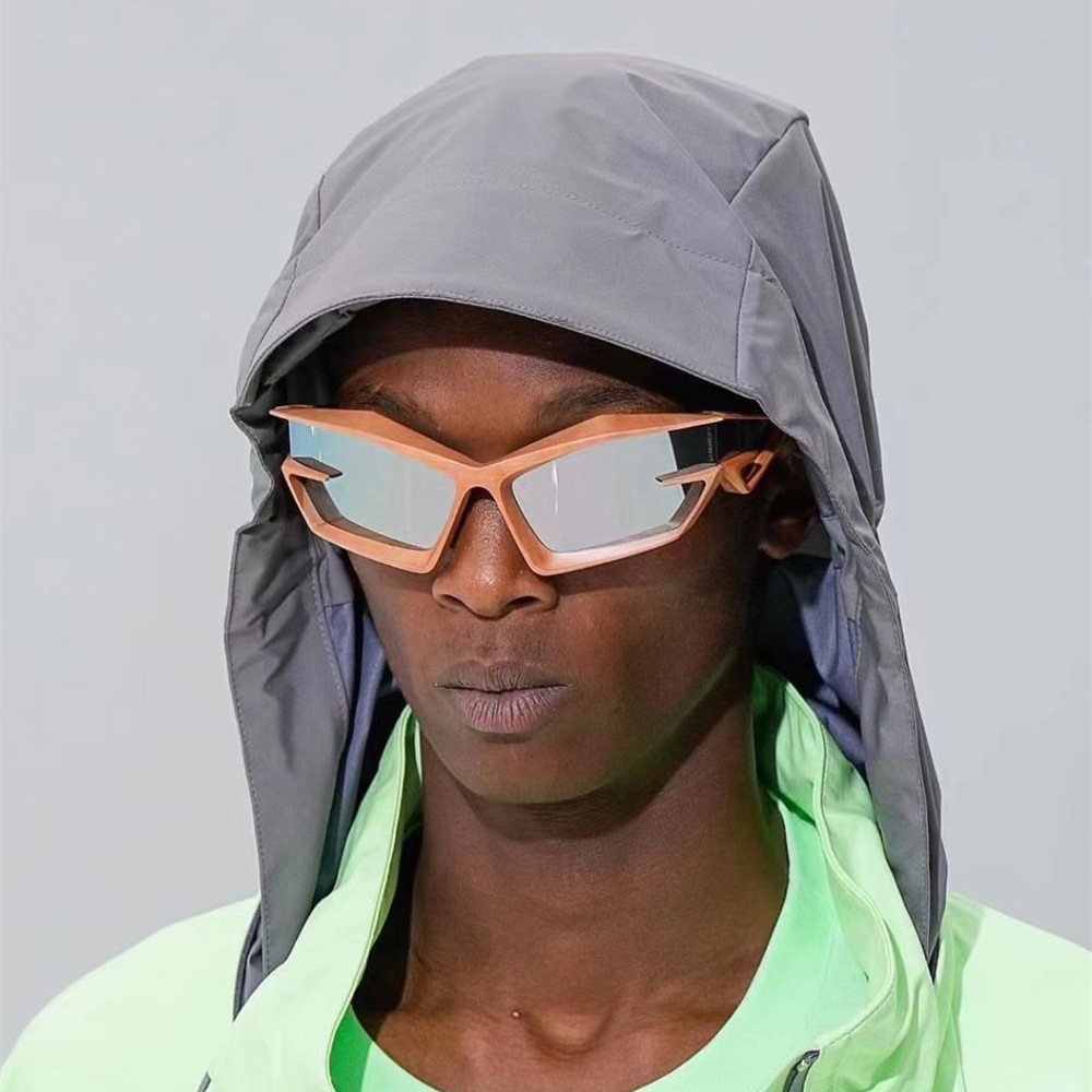 هيب هوب غير عادي هندسي الكمبيوتر مرآة على شكل خاص اطار كامل الرجال النظارات الشمسية display picture 1