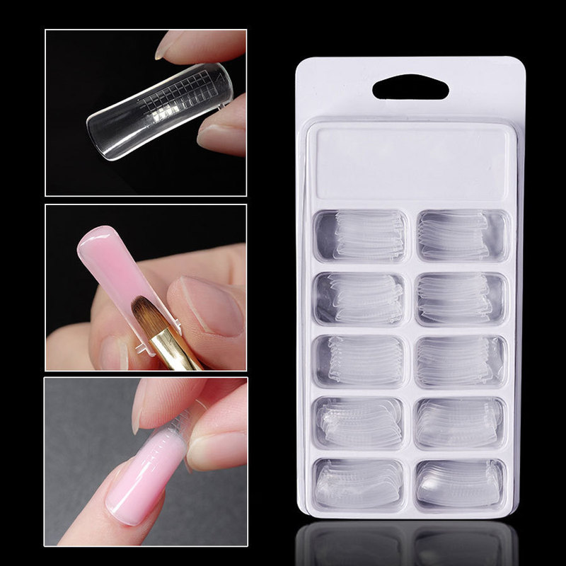 Cross-border extension nail mold crystal nail plate boxed paper-free holder reusable quick extension nail mold wholesale