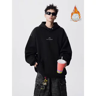 新款高街纽扣设计连帽卫衣男女款慵懒潮流时尚设计感百搭宽松上衣