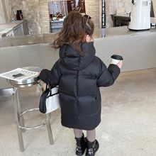 新款加厚白鸭绒女童中长款防水防污羽绒服儿童中长款羽绒服棉