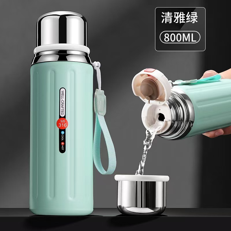 新款316不锈钢保温杯高颜值罗马柱提手杯复古大容量户外弹跳水杯|undefined