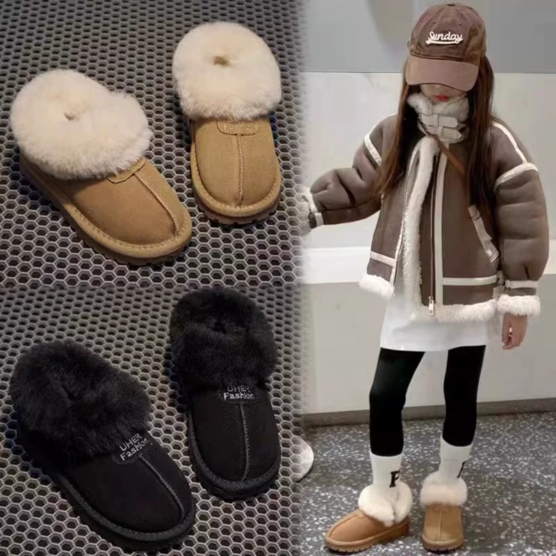 Детские снежные сапоги плюс бархат утолщение 2024 новые девушки большие хлопковые ботинки для мальчиков хлопковые сапоги водонепроницаемые нескользящие короткие сапоги зимой