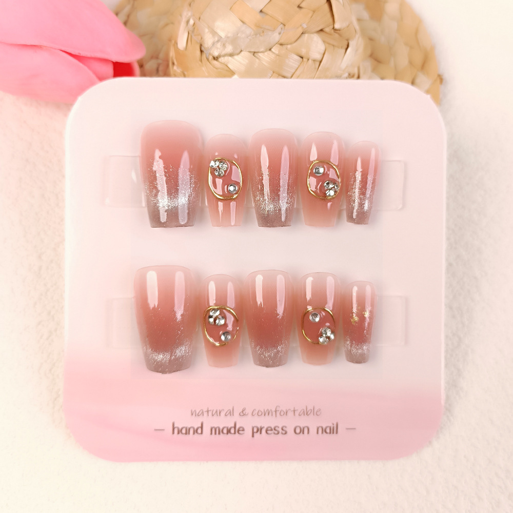Uñas de manicura portátiles hechas a mano, 24 piezas, fototerapia, parches de uñas postizas estéreo, producto terminado, uñas portátiles extraíbles