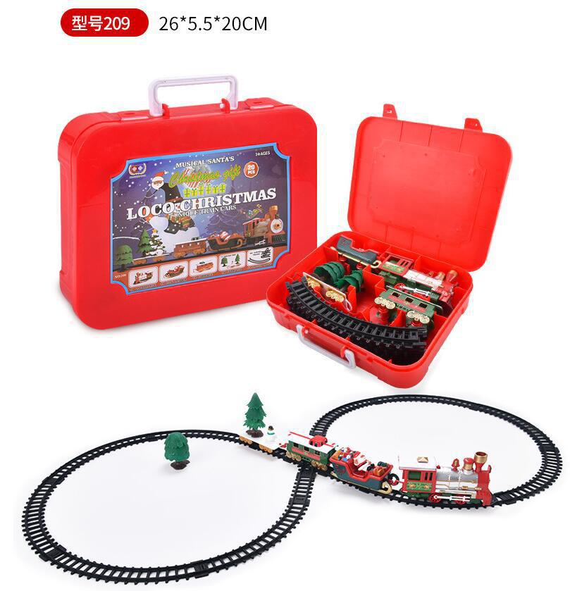 Transfronteriza venta caliente juguetes de navidad coche de ferrocarril eléctrico pequeño tren adornos regalos de navidad juguetes educativos para niños