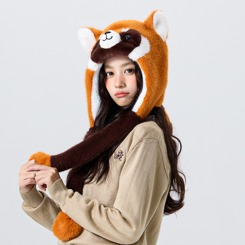 Sombreros de invierno para mujeres de peluche dibujos animados pequeño mapache nuevo sombrero de vibración lindo sombrero de orejas de peluche caliente sombrero de orejas